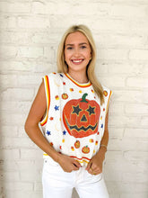 Load image into Gallery viewer, Queen Of Sparkles White Full Sequin Pumpkin Icon Vest