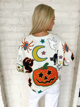 Load image into Gallery viewer, Queen Of Sparkles Ivory Halloween Icon Button Up Cardigan