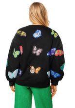 Load image into Gallery viewer, Queen Of Sparkles Black Multi Butterfly Tiger Sweatshirt