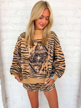 Load image into Gallery viewer, Queen Of Sparkles Tan Sequin Tiger Print Mock Neck Sweatshirt