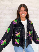 Load image into Gallery viewer, Mardi Gras Mambo Black Corduroy Jacket