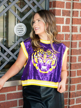 Load image into Gallery viewer, Queen Of Sparkles Tiger Head Sequin Sweater Top