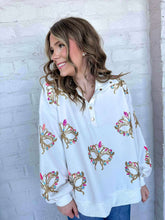 Load image into Gallery viewer, Iridescent Mask Mock Neck Button Up (front &amp; back)