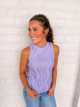 Load image into Gallery viewer, Queen Of Sparkles Lavender Wavy Rhinestone Tank