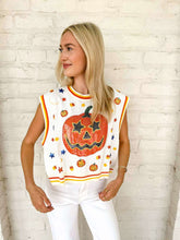 Load image into Gallery viewer, Queen Of Sparkles White Full Sequin Pumpkin Icon Vest