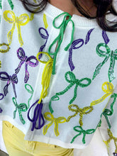 Load image into Gallery viewer, Queen Of Sparkles White Mardi Gras Bow Sweater