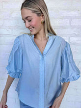 Load image into Gallery viewer, Show You Care Light Blue Rhinestone Top