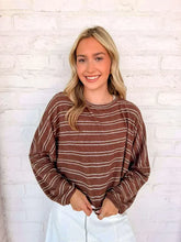 Load image into Gallery viewer, Light Up The Sky Brown Stripe Top