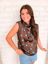 Load image into Gallery viewer, Leave Me There Brown Polka Dot Top