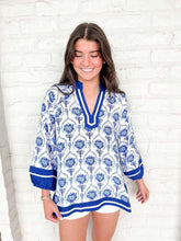 Load image into Gallery viewer, Year Of Flowers Blue Top