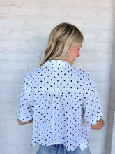 Load image into Gallery viewer, Love It White Polka Dot Top
