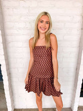 Load image into Gallery viewer, Temporary Stop Mocha Polka Dot Dress