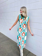Load image into Gallery viewer, Queen Of Sparkles Teal Checkered Horse Shoe Dress