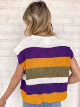 Load image into Gallery viewer, Mardi Gras Stripe Dolman Sweater Top