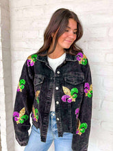 Load image into Gallery viewer, Mardi Gras Mambo Black Corduroy Jacket