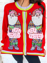 Load image into Gallery viewer, Queen Of Sparkles Red Rainbow Santa Button Up Cardigan