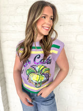 Load image into Gallery viewer, Queen Of Sparkles Lavender, Green &amp; Yellow 'Queen Cake' Striped Top