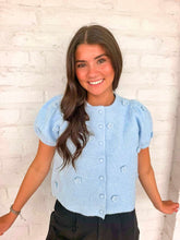 Load image into Gallery viewer, Treat Yourself Floral Blue Knit Top