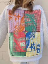 Load image into Gallery viewer, Queen Of Sparkles Grey Colorblock
Gingham QOS Card Logo Sweatshirt