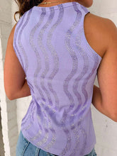 Load image into Gallery viewer, Queen Of Sparkles Lavender Wavy Rhinestone Tank