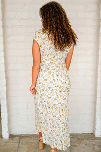 Fall Leaves Floral Cream Dress