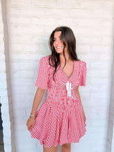 Load image into Gallery viewer, Meet You There Gingham Red Dress