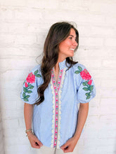Load image into Gallery viewer, THML Hear The Good Blue Blouse