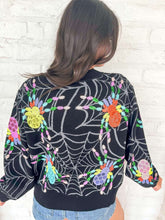 Load image into Gallery viewer, Queen Of Sparkles Black Multi Spider Cardigan