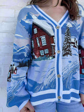 Load image into Gallery viewer, Queen Of Sparkles Blue &amp; White Snow Town Cardigan