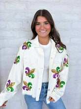 Load image into Gallery viewer, Mardi Gras Mambo White Corduroy Jacket