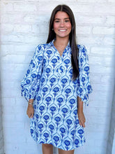 Load image into Gallery viewer, Flower Nation White Blue Dress