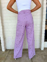 Load image into Gallery viewer, Queen Of Sparkles Lavender Wide Leg Rhinestone Jeans