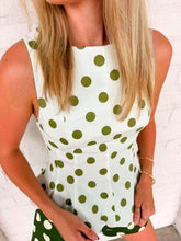 Load image into Gallery viewer, Cherry On Top Green Polka Dot Top