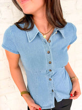Load image into Gallery viewer, Head High Button Up Denim Top