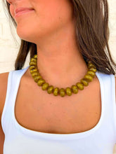 Load image into Gallery viewer, Chunky Olive Beaded Swirl Necklace
