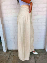 Load image into Gallery viewer, Queen Of Sparkles Ivory Denim Rhinestone Barrel Jeans