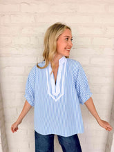 Load image into Gallery viewer, Fair Enough Light Blue Stripe Top