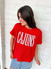 Load image into Gallery viewer, Jordan Amanda Red Rhinestone Cajuns Top
