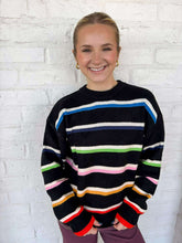 Load image into Gallery viewer, THML Stripe Love Black Sweater