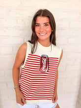 Load image into Gallery viewer, Queen Of Sparkles Licensed White &amp; Red Striped Coca Cola Knit Tank