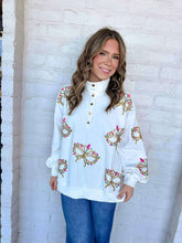 Load image into Gallery viewer, Iridescent Mask Mock Neck Button Up (front &amp; back)