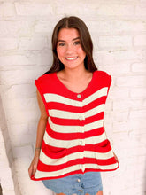 Load image into Gallery viewer, Here We Go Red Stripe Top