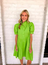 Load image into Gallery viewer, Deal With It Green Puff Sleeve Dress