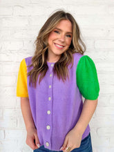 Load image into Gallery viewer, Queen of the Mardi Gras Luxe Soft Cardigan Top