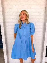 Load image into Gallery viewer, Deal With It Blue Puff Sleeve Dress
