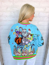 Load image into Gallery viewer, Queen Of Sparkles Aqua Vintage Santa Gingerbread House Sweatshirt