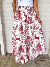 Load image into Gallery viewer, Queen Of Sparkles Red &amp; White Christmas Twall Cotton Midi Skirt