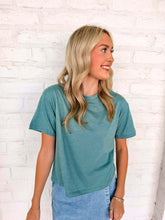 Load image into Gallery viewer, Fill My Cup Cropped Heather Ash Jade Tee