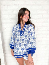 Load image into Gallery viewer, Year Of Flowers Blue Top
