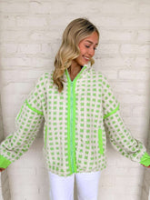 Load image into Gallery viewer, Check Your Actions Cream &amp; Green Jacket